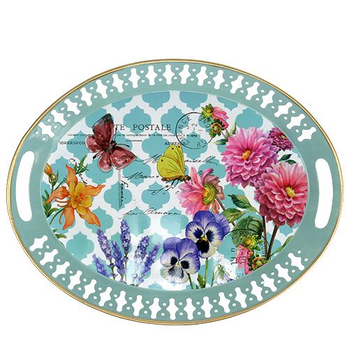 Floristik24 Bakke blomstermotiv oval 42 cm x 33 cm