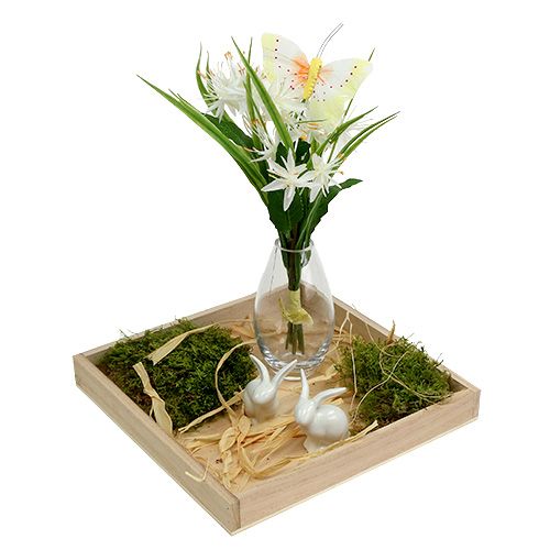 Floristik24 Træbakke lille naturlig 19cm x 19cm H3cm
