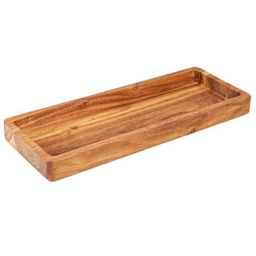 Floristik24 Rektangulær bakke lavet af olieret akacietræ 40x15x4cm