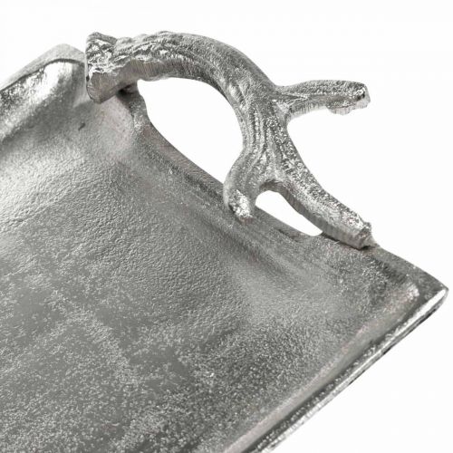 Artikel Dekorative bakke hjorte gevir sølv aluminium rektangulære 33x18x4cm