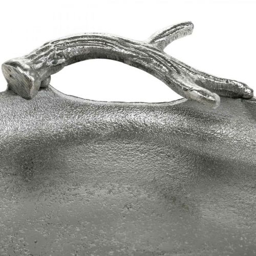 Floristik24 Dekorative bakkehjortegevir sølvaluminium rund Ø30cmH4,5cm