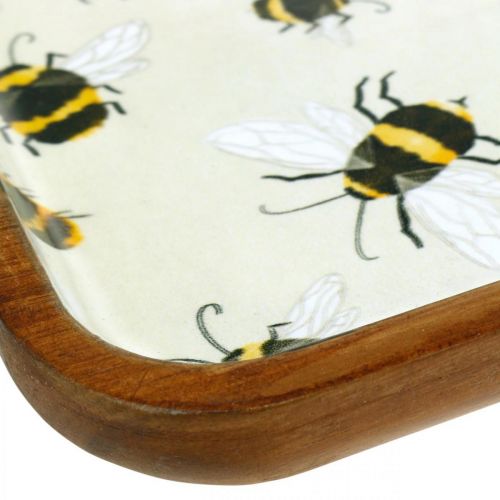 Floristik24 Dekorationsbakke træ firkantede bier sommer dekorationsbakke 35×23,5×2cm