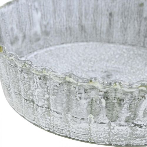 Floristik24 Kiksformet metalplade, rund dekorativ bakke, borddekoration vasket hvid Ø14cm H4cm