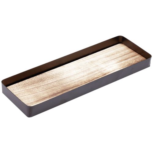 Floristik24 Dekorativ bakke metal træ metal bakke træbund 40x13x3cm