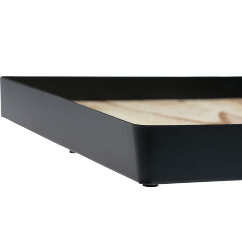 Floristik24 Dekorativ bakke metal træ firkantet natursort 25,5×25,5×4cm