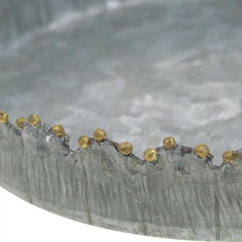 Floristik24 Dekorativ bakke i metal, borddekoration, plade til dekoration af sølv/gylden Ø18,5cm H2cm