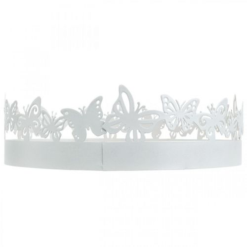 Artikel Springbakke, sommerfugldekoration, borddekoration, metaldekoration til plantning hvid Ø20cm H6,5cm