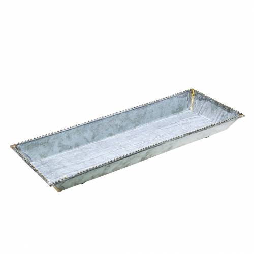 Floristik24 Dekorativ bakke hvidvasket zink 40cm × 15cm