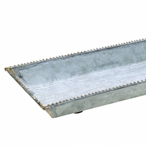 Floristik24 Dekorativ bakke, vasket hvid, zink 80 × 15cm