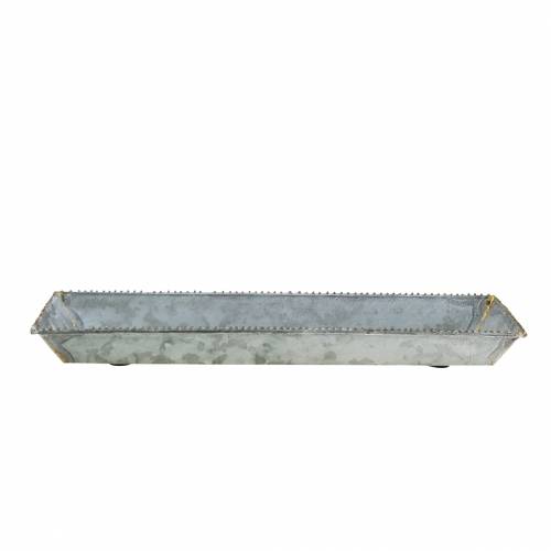 Floristik24 Dekorativ bakke hvidvasket zink 40cm × 15cm