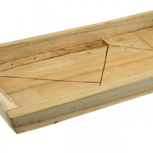 Artikel Paulownia træbakke, planteskål med geometrisk mønster L45cm H4,5cm