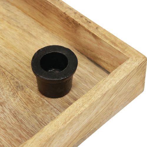 Artikel Lysebakke træbakke naturlig pind lysestage 24,5cm