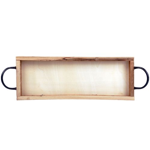 Artikel Træbakke med greb, dekorativ bakke, aflang, natur, 50×19×3cm