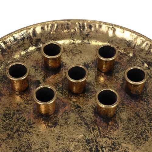 Floristik24 Lyseplade metal vintage guld pind lysestage Ø30cm
