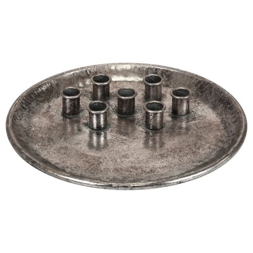 Floristik24 Lysestage metal vintage sølv pind lysestage Ø30cm