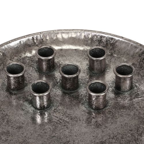 Floristik24 Lysestage metal vintage sølv pind lysestage Ø30cm