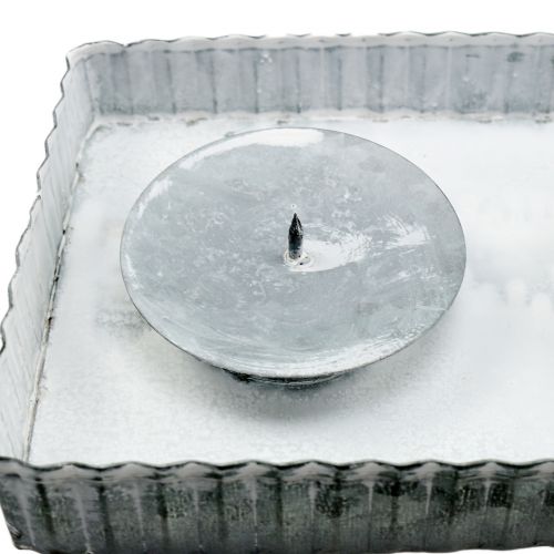 Floristik24 Bakke med 4 lysestager zink 40cm x 12,5cm 1p