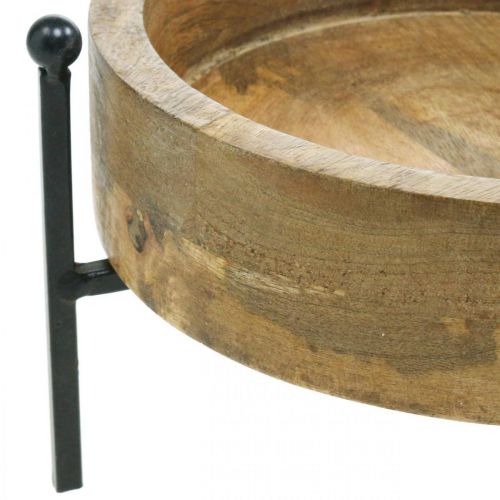 Floristik24 Bakke med fødder, dekorationsrunde i træ, bakke til plantning natur, sort Ø25cm H11cm