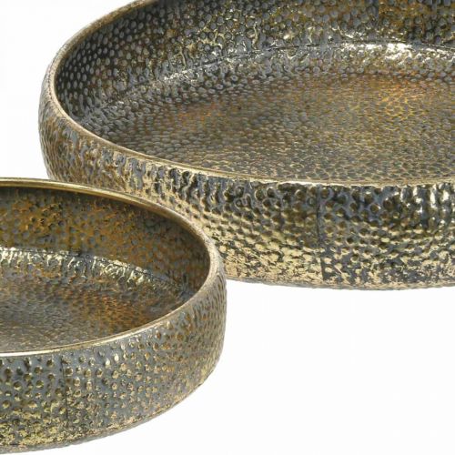 Floristik24 Orientalsk metalskål, dekorativt beholder til plantning Golden, antikt look Ø49 / 38 cm, sæt med 2