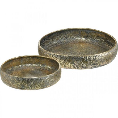 Floristik24 Orientalsk metalskål, dekorativt beholder til plantning Golden, antikt look Ø49 / 38 cm, sæt med 2