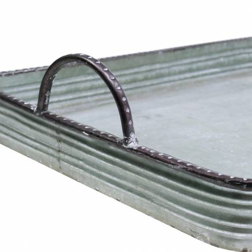 Floristik24 Dekorativ bakke med håndtag metal sølv 30cm/37cm/45cm sæt af 3