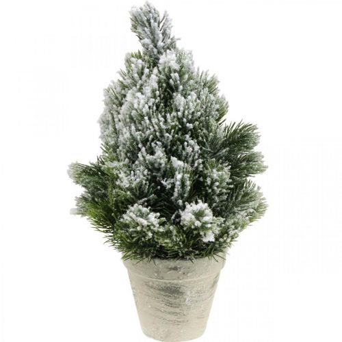 Mini juletræ i potte kunstigt sneet Ø18cm H32cm