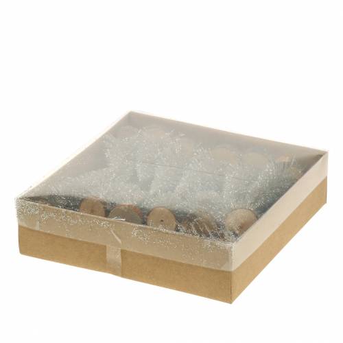 Floristik24 Dekorativ juletræ champagneglimmer 8cm 24 stk