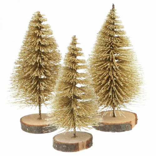 Artikel Minigrantræer borddekoration guld julepynt H7cm 6stk