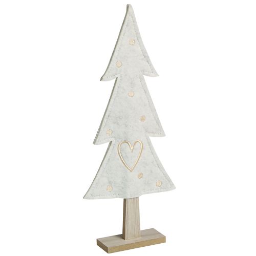 Juletræsfilt dekoration med hjertecreme beige H35cm 2 stk
