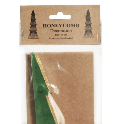 Artikel Juletræ honeycomb papir julegrøn guld H30cm 2 stk