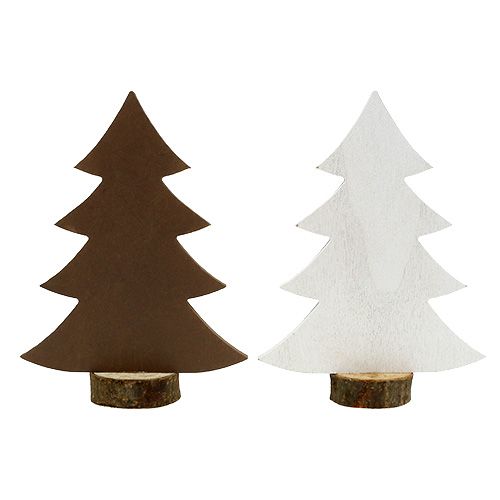 Floristik24 Grantræ hvid, brun lavet af træ 21 cm 4stk