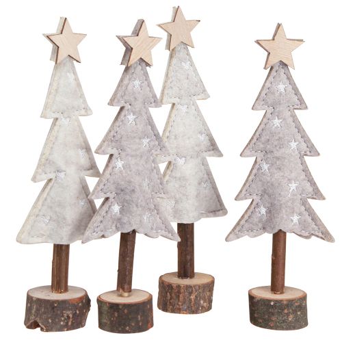 Artikel Juletræ lavet af filtdekoration med stjernecreme beige 18cm 4 stk