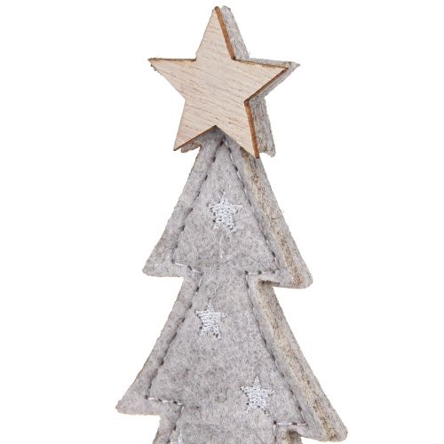 Artikel Juletræ lavet af filtdekoration med stjernecreme beige 18cm 4 stk