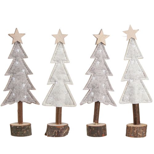 Artikel Juletræ lavet af filtdekoration med stjernecreme beige 18cm 4 stk