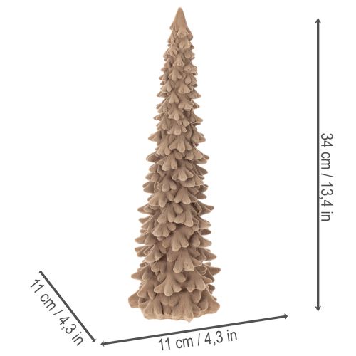 Dekorativt juletræ med flockmotiv til vinterdekoration, 34 cm | Floristik24.dk