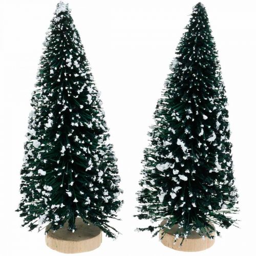 Artikel Dekorativ gran med sne, juledekoration, advent H13cm Ø5,5cm 2 stk