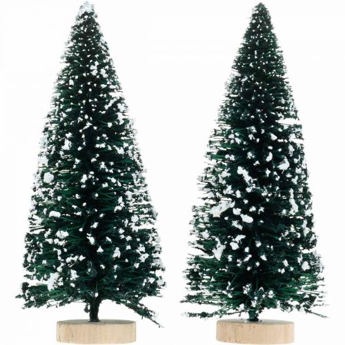 Artikel Dekorativ gran med sne, juledekoration, advent H13cm Ø5,5cm 2 stk