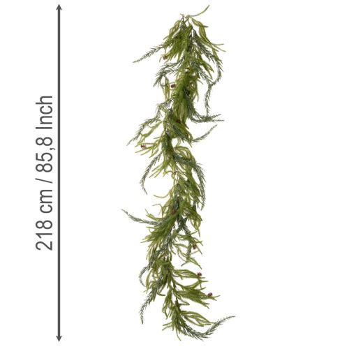 Kunstig fyrgrene-guirlande med kogler til adventsdekoration 218 cm | Floristik24.dk