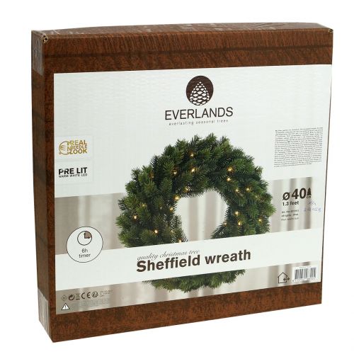 Floristik24 Lysekrans LED grøn Ø40cm 49L