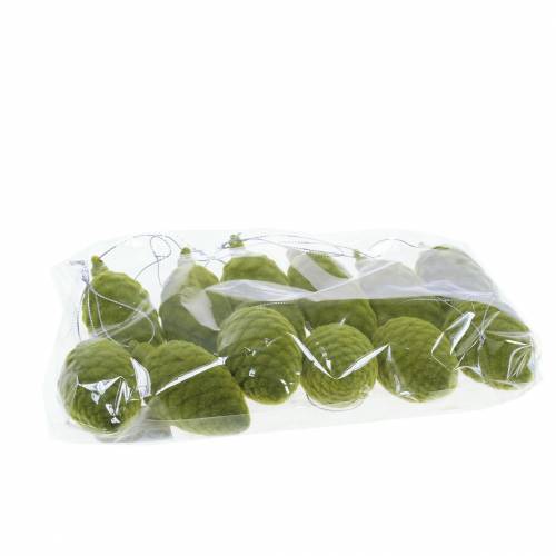 Floristik24 Dekorative kogler flokket mosgrøn 9,5cm/8cm 12 stk
