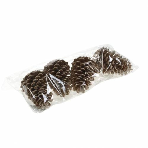 Artikel Fyrrekogler guld, glitter 13cm 4 stk juletræspynt