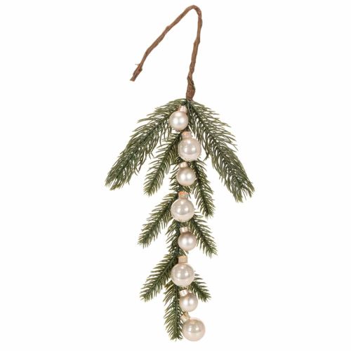 Kunstig grangren med hvide mini juletræskugler, 46 cm, 2 stk. købe | Floristik24.dk