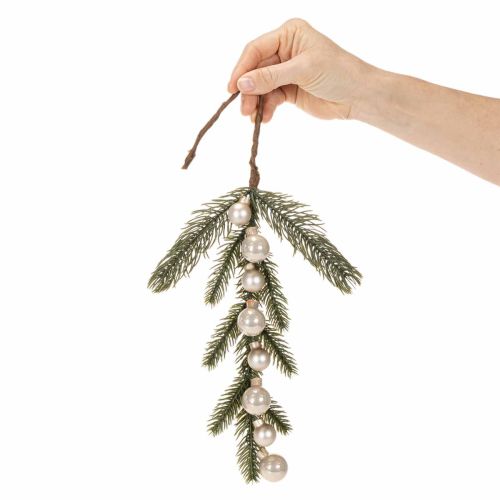 Kunstig grangren med hvide mini juletræskugler, 46 cm, 2 stk. | Floristik24.dk