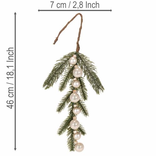 Kunstig grangren med hvide mini juletræskugler, 46 cm, 2 stk. | Floristik24.dk
