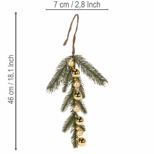 Kunstig grangren med guldfarvede mini juletræskugler, 46 cm, 2 stk. | Floristik24.dk