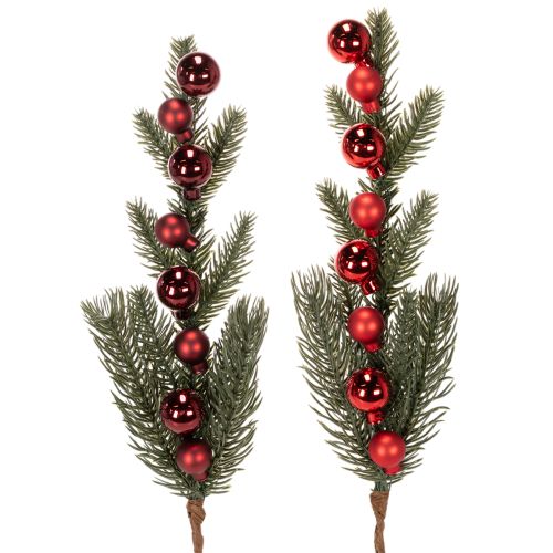 Kunstig grangren med julekugler, 48 cm, 2 stk. købe | Floristik24.dk