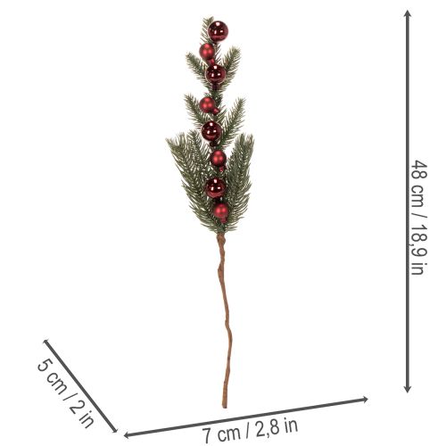 Kunstig grangren med julekugler, 48 cm, 2 stk. | Floristik24.dk