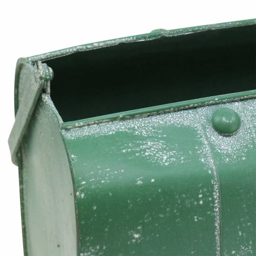 Floristik24 Planterpose med håndtag metalgrøn, hvidvasket H20cm