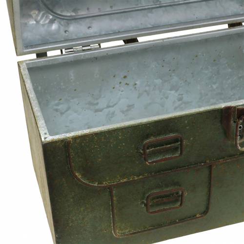 Floristik24 Plantepose med låg og læderremme metalgrå, brun/rust H25cm