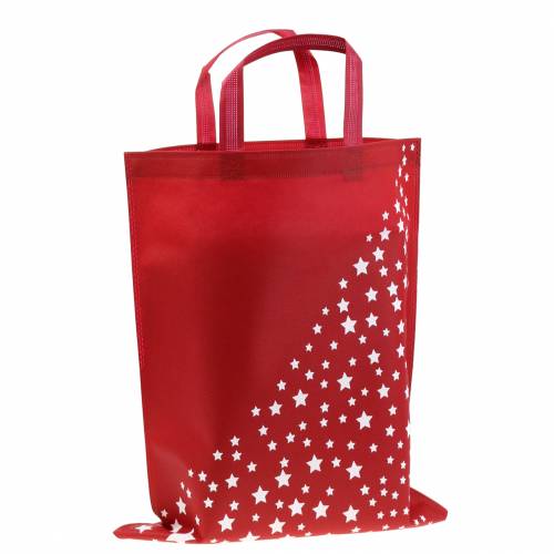 Floristik24 Bærepose rød med stjerner 38cm x 46cm 24stk